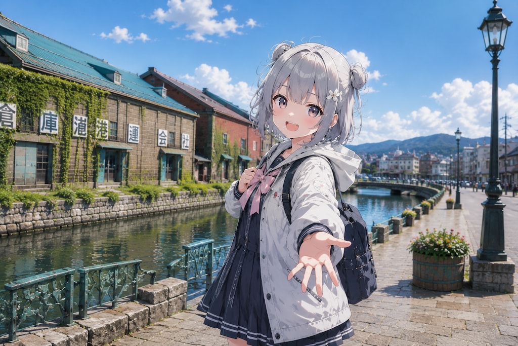 小樽市の観光地を散策する六花ちゃん