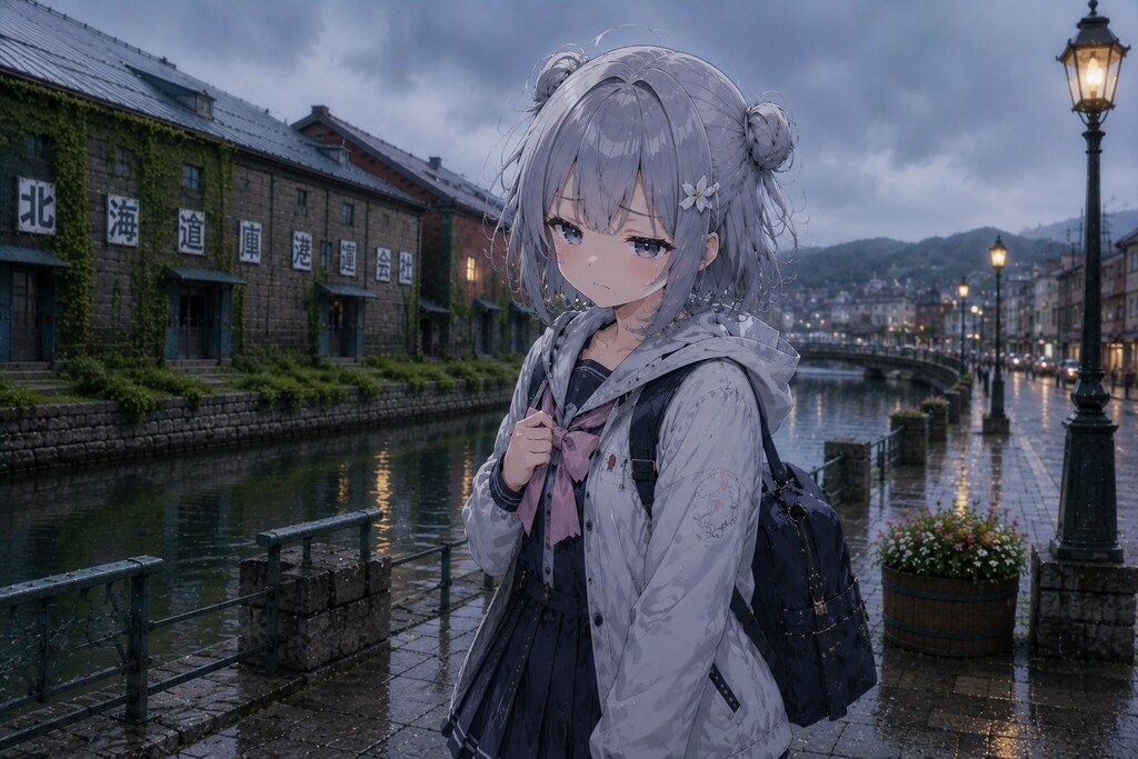 小樽市の観光地を散策する六花ちゃん