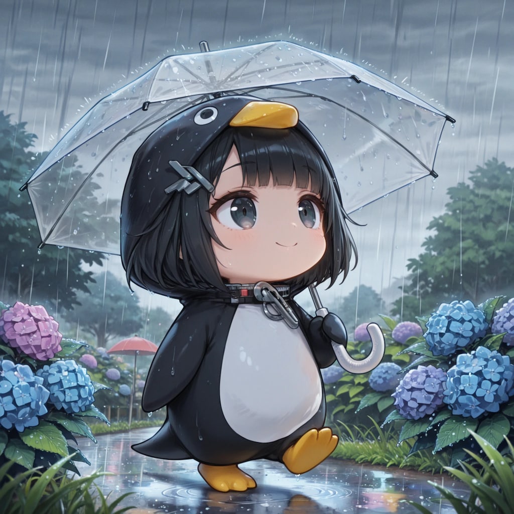 雨天の紫陽花公園をお散歩