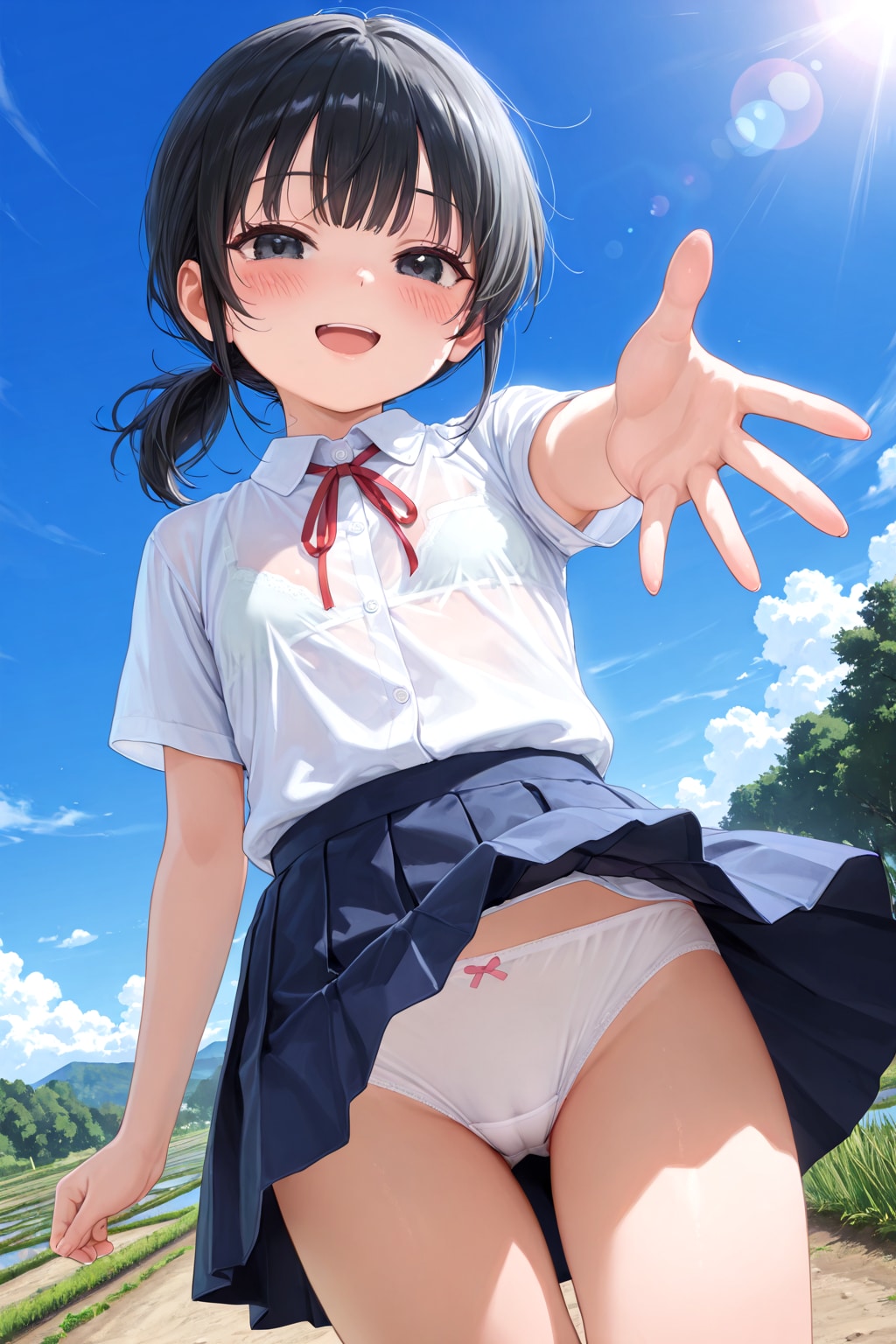 サマーカントリーサイドホワイトガール