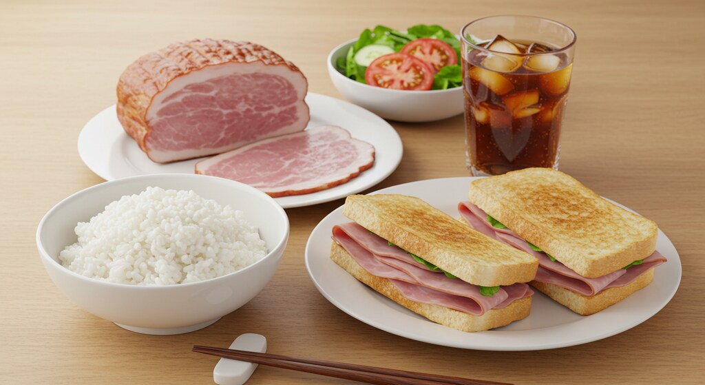 摩訶不思議食堂のハムとトマトサラダのセット