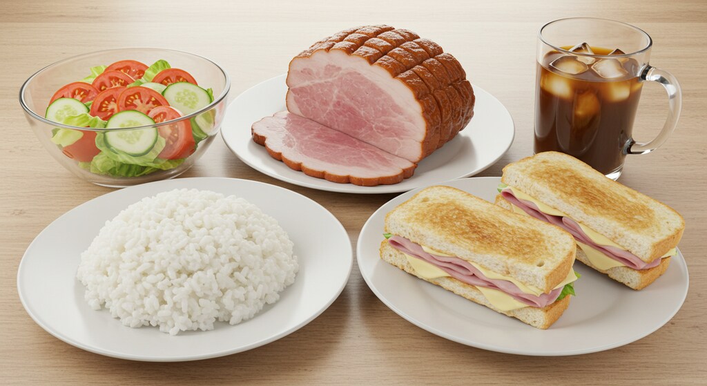 摩訶不思議食堂のハムとトマトサラダのセット