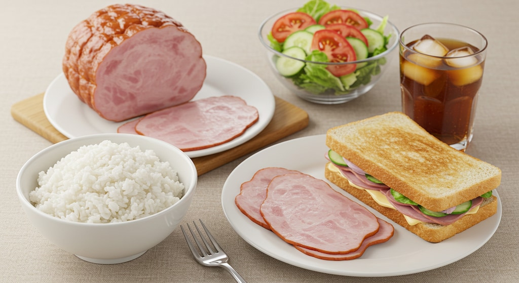 摩訶不思議食堂のハムとトマトサラダのセット