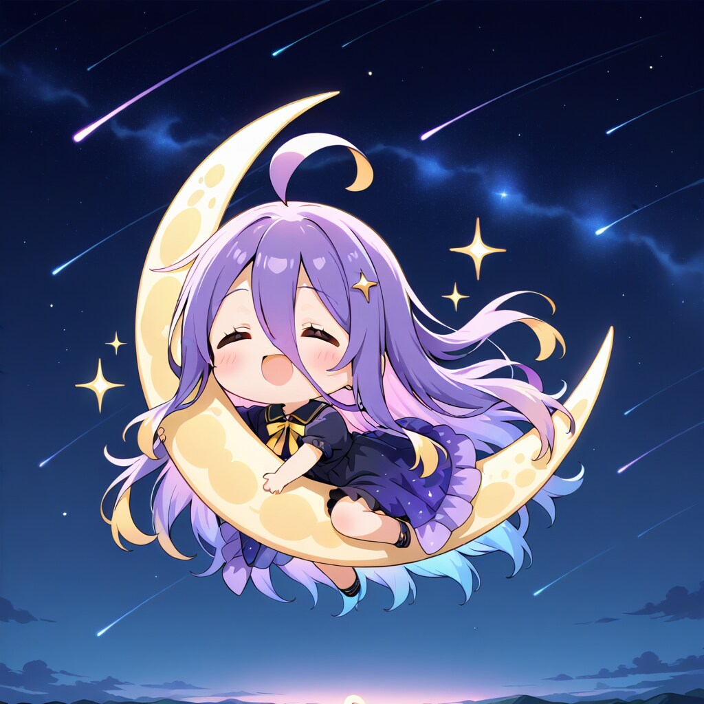 月に乗るミニキャラ