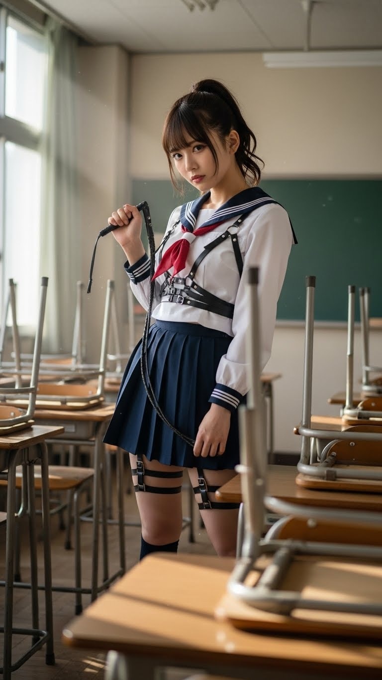 ボンテージセーラー服とムチ | の人気AIイラスト・グラビア