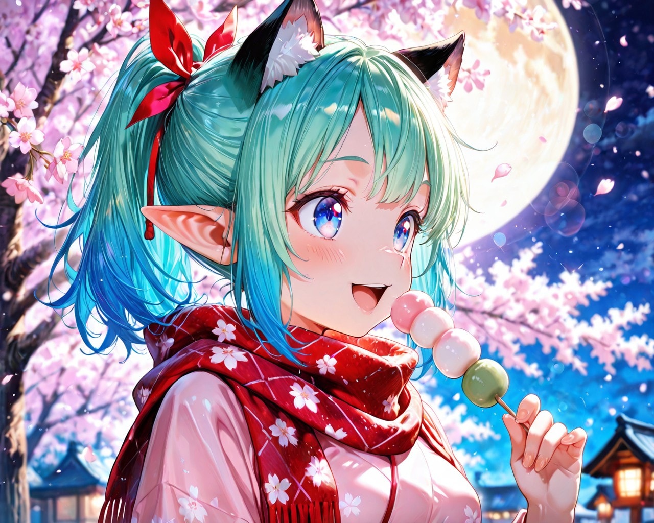 3枚）夜桜と団子 | の人気AIイラスト・グラビア