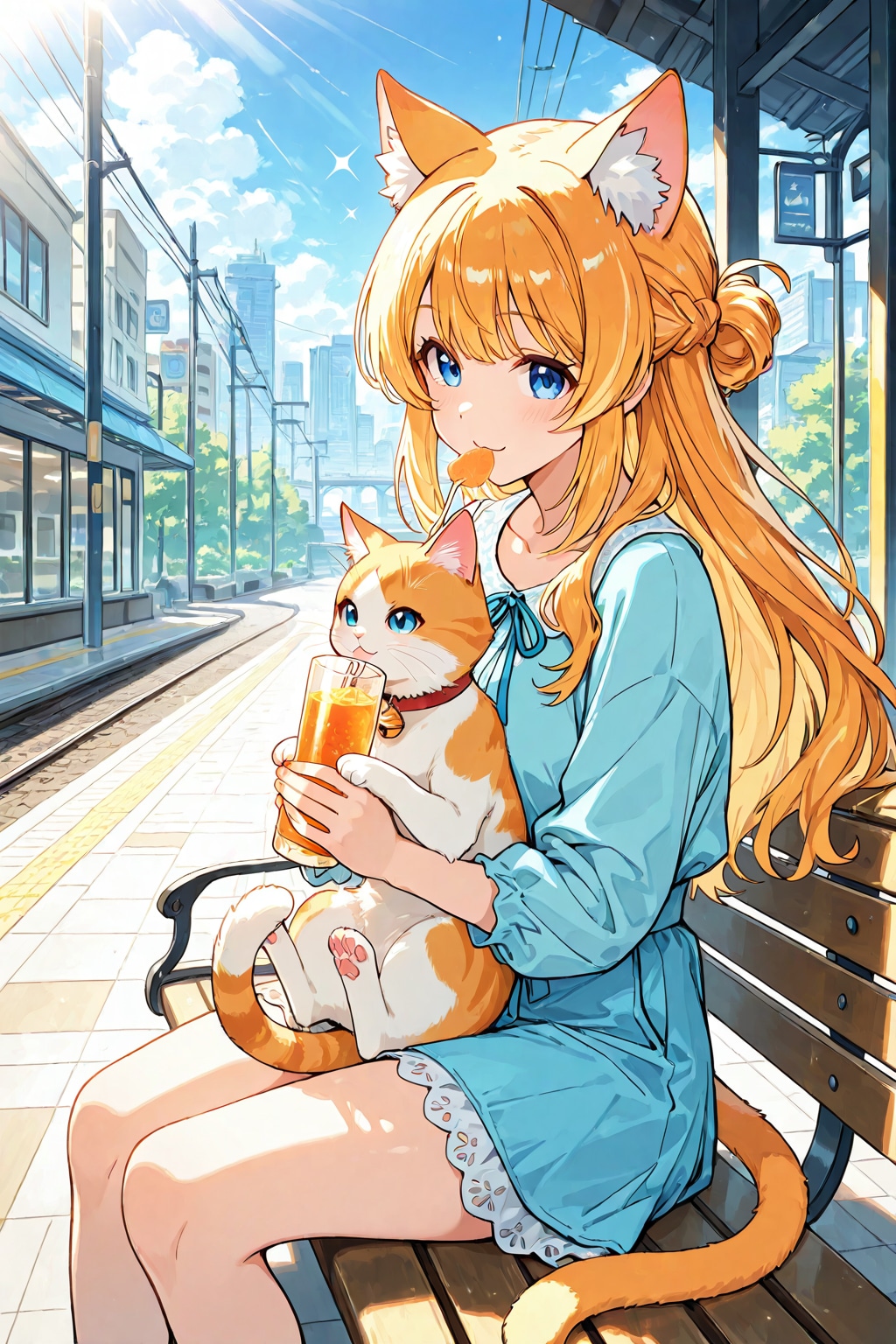 猫娘とオレンジジュースと猫