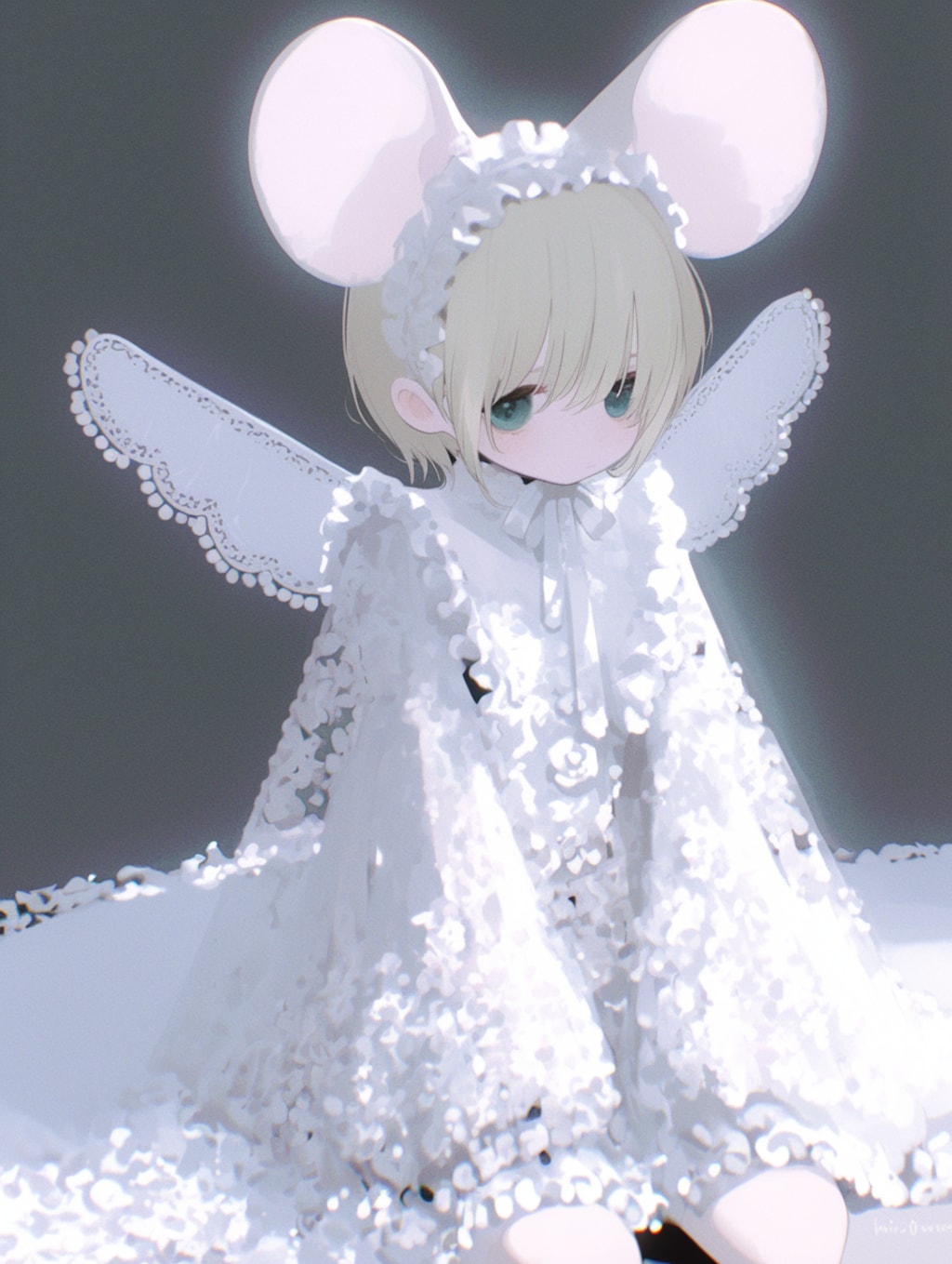 白ドレスねず耳