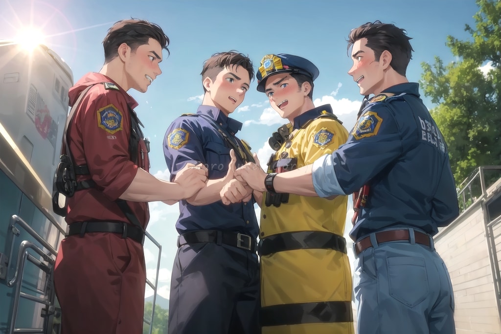 消防士、夏祭りに繰り出す