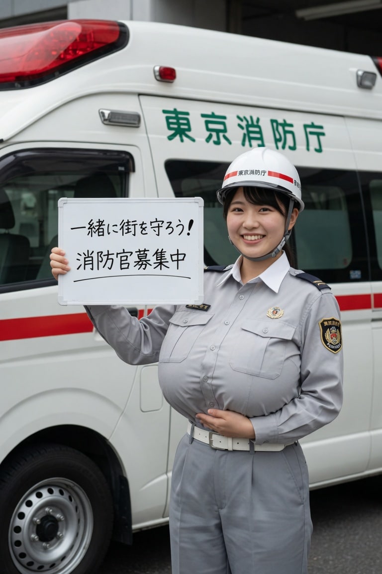 １５日の女性救急隊員
