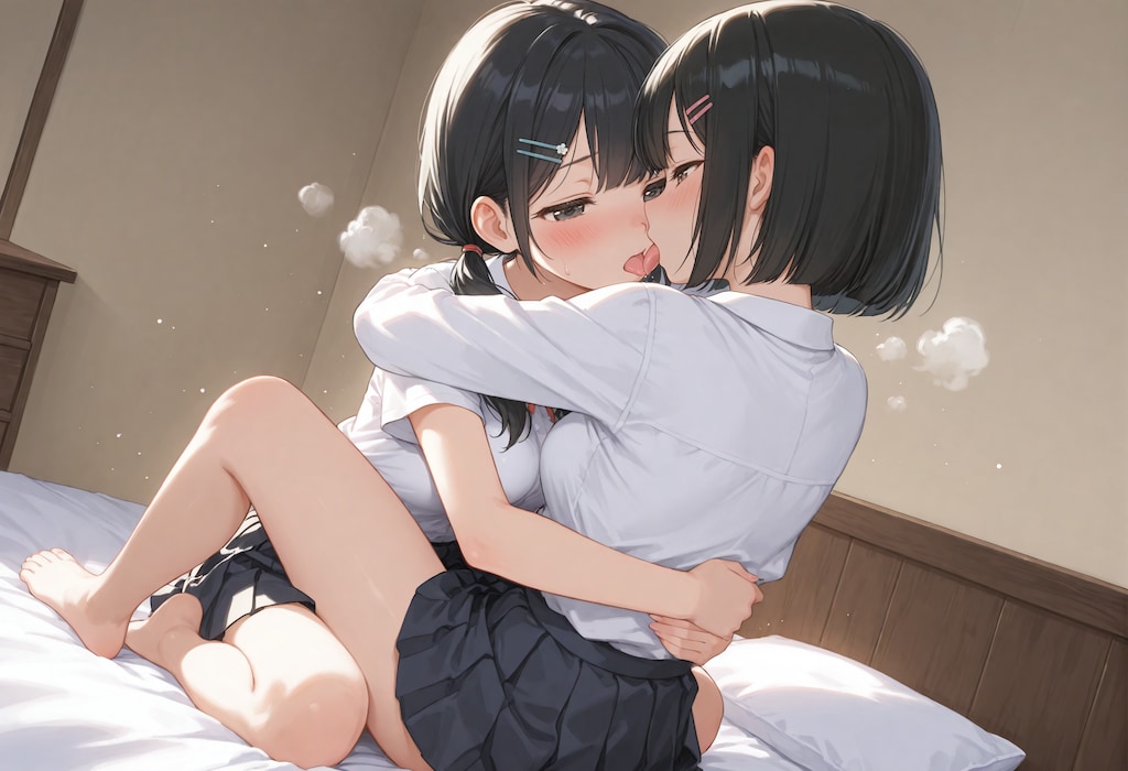 抱き合う少女達