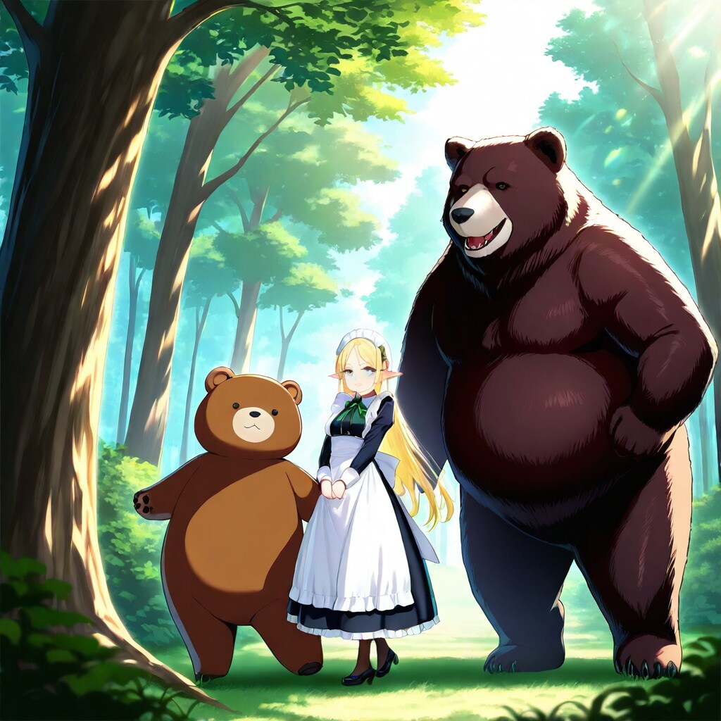 クマが相棒エルフメイド250701 | の人気AIイラスト・グラビア