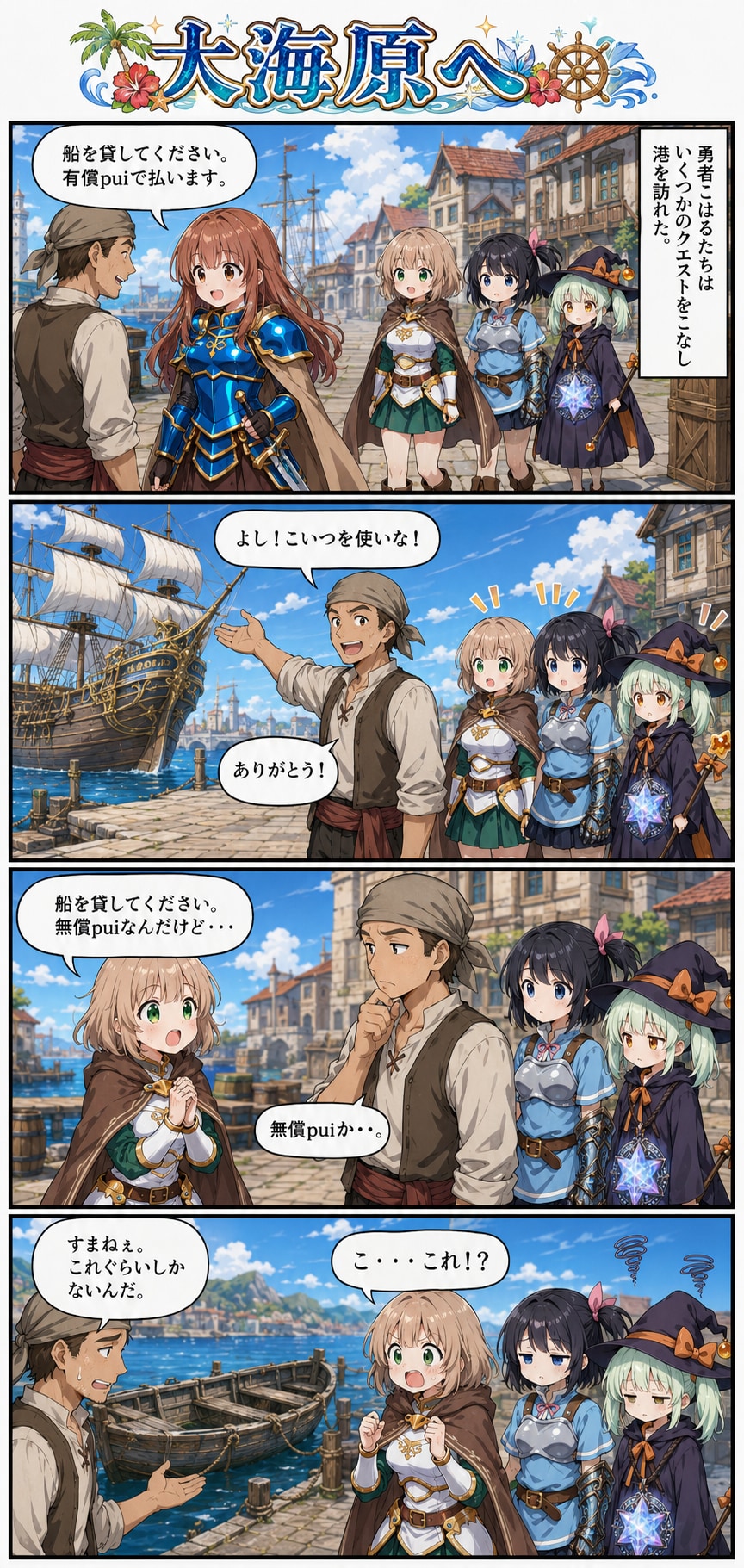 4コマ漫画「大海原へ」