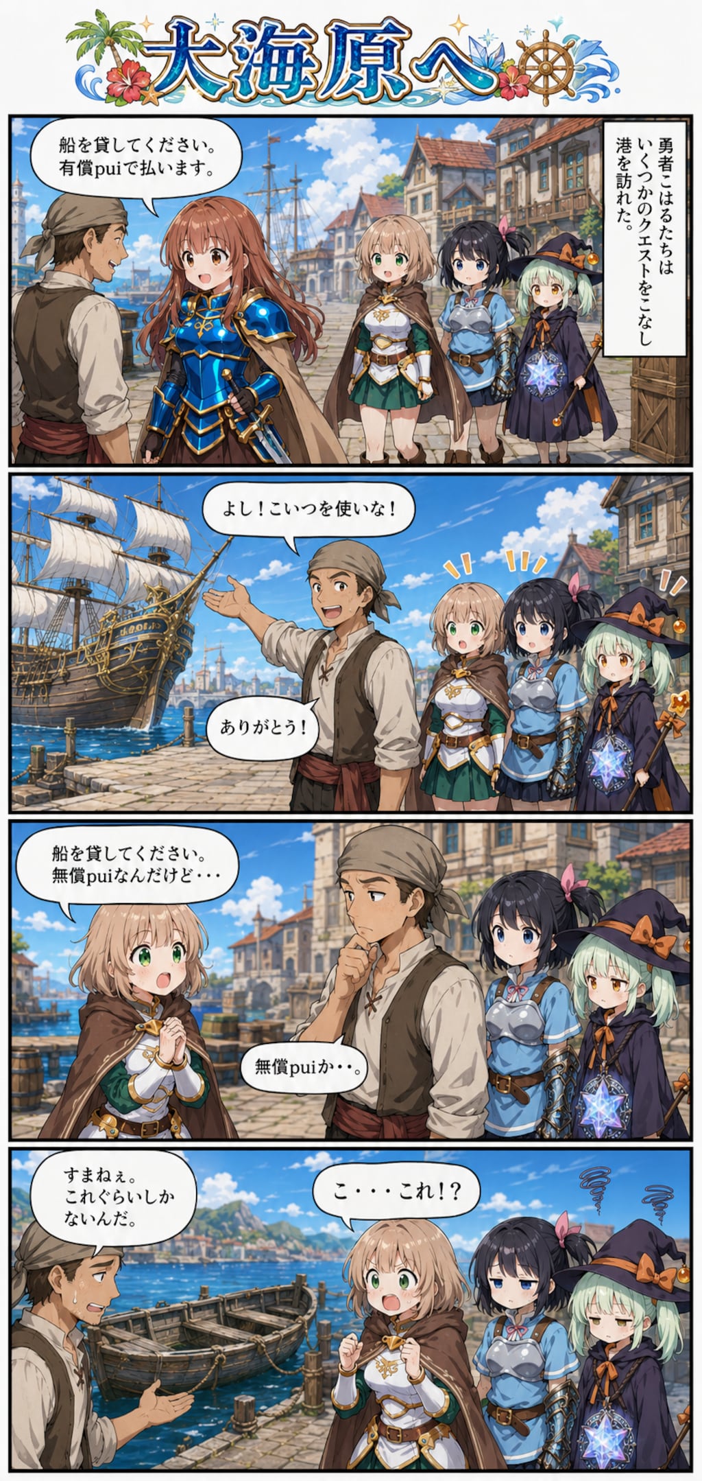 4コマ漫画「大海原へ」