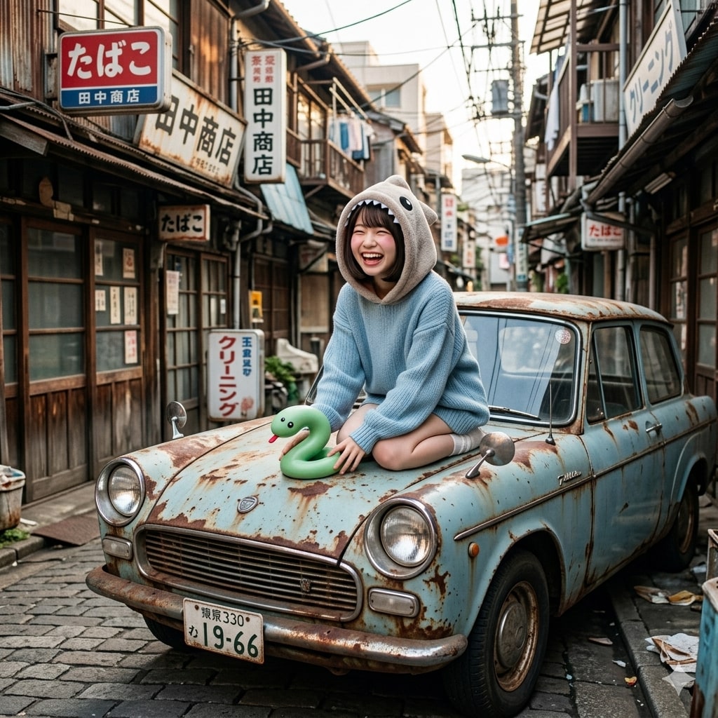 ノコと青い車たち