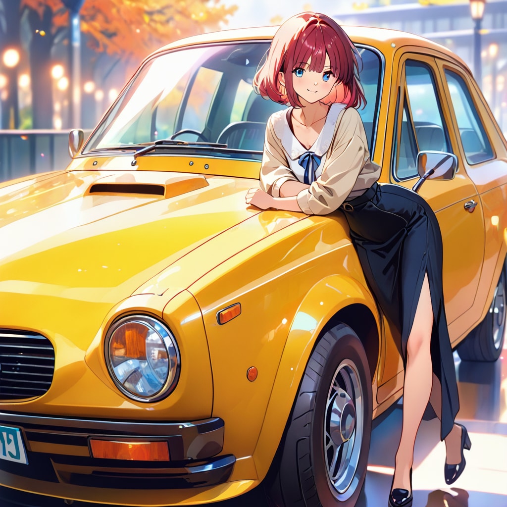 VEGA2.黄色い車と秋の彼女 | の人気AIイラスト・グラビア