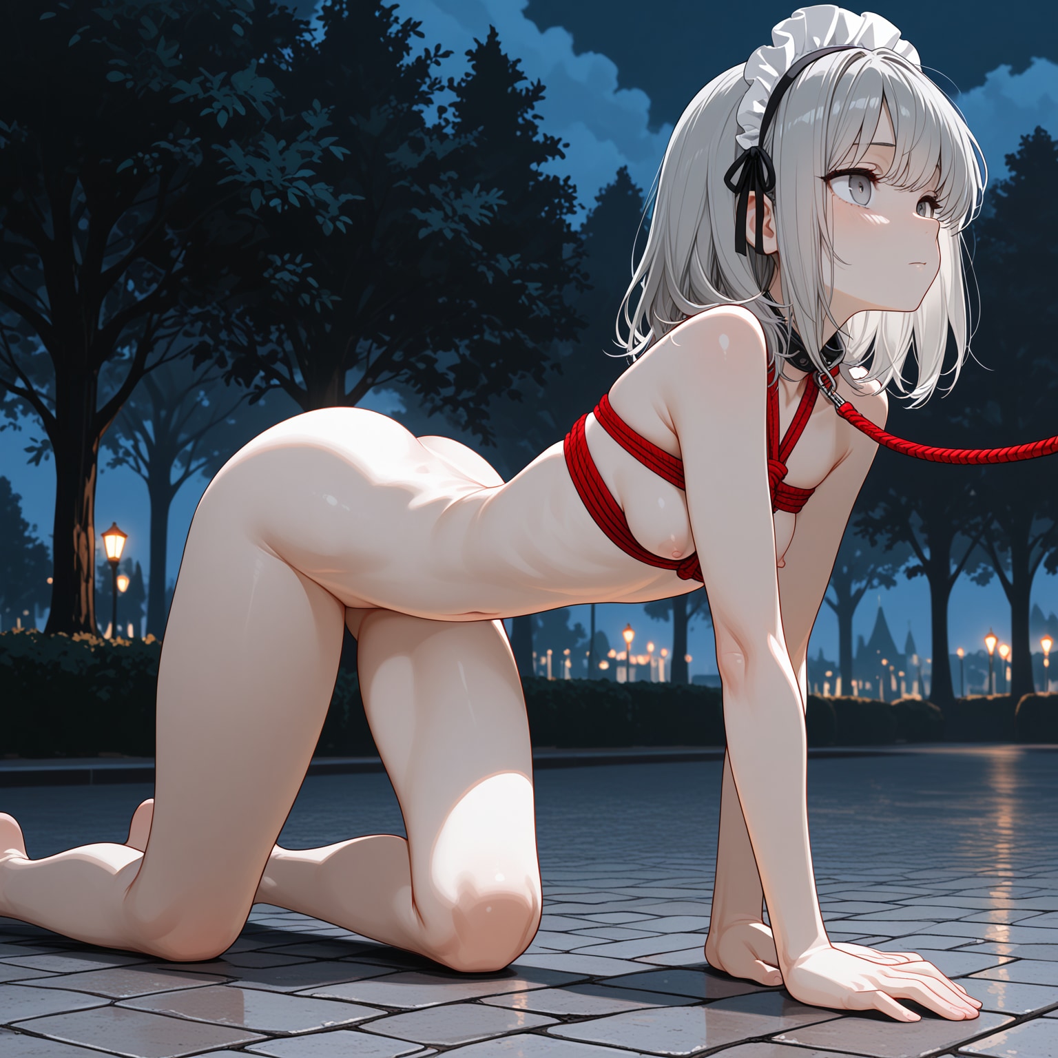 銀髪メイドちゃんと夜のお散歩