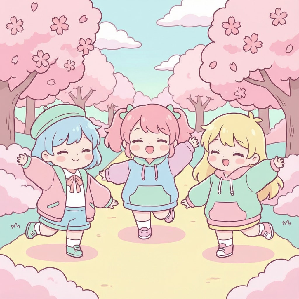 NanobananaProで楽しそうに踊るちびちゃんず