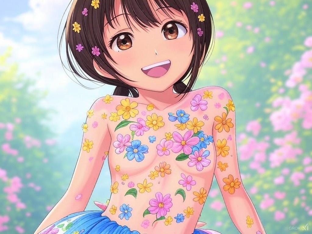 [Grok]花のボディペイント