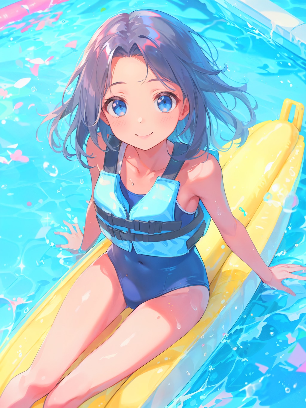 スク水×ライフジャケット×バナナボート