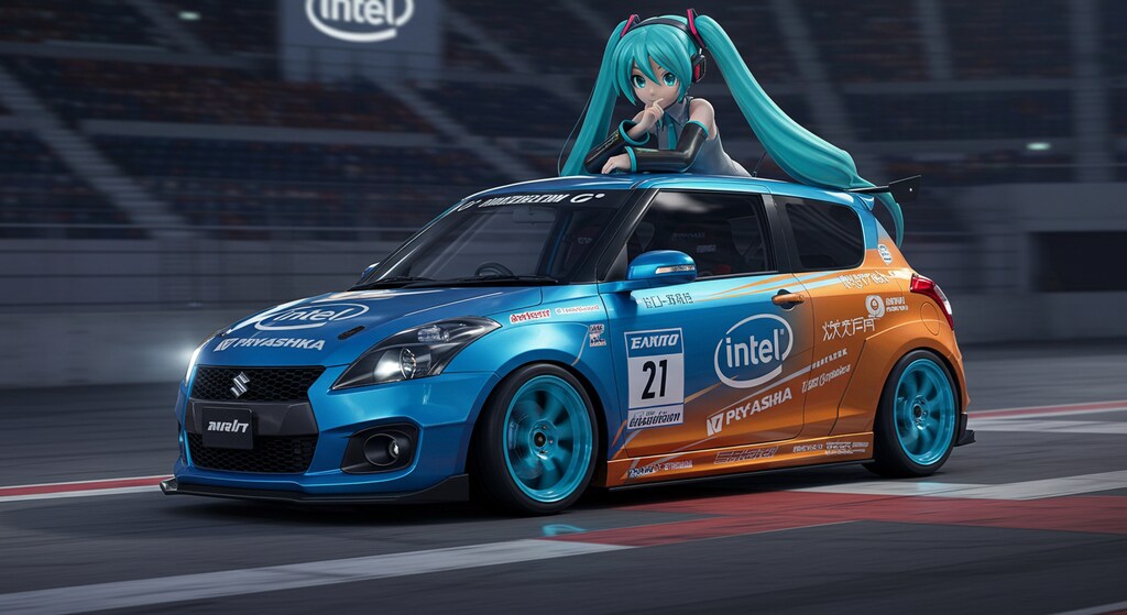 初音ミクとIntelスイフトスポーツ