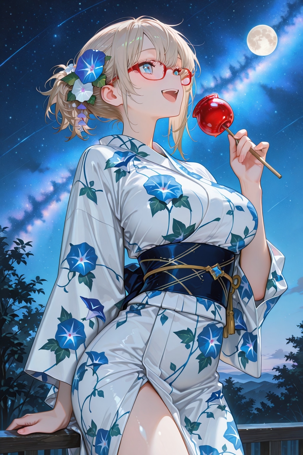 星空を見上げる