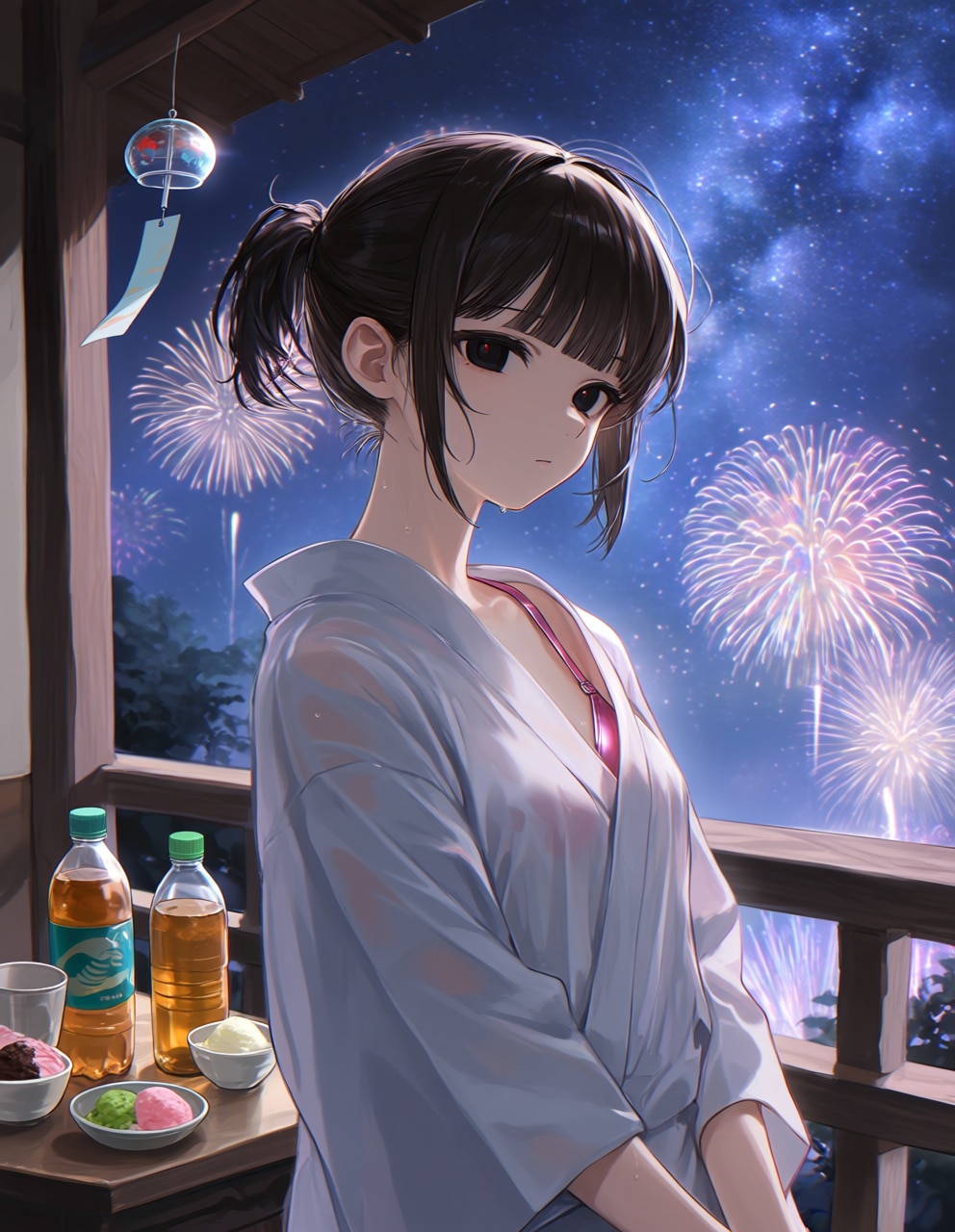 浴衣姿の藍乃雫さん(PixAI版)