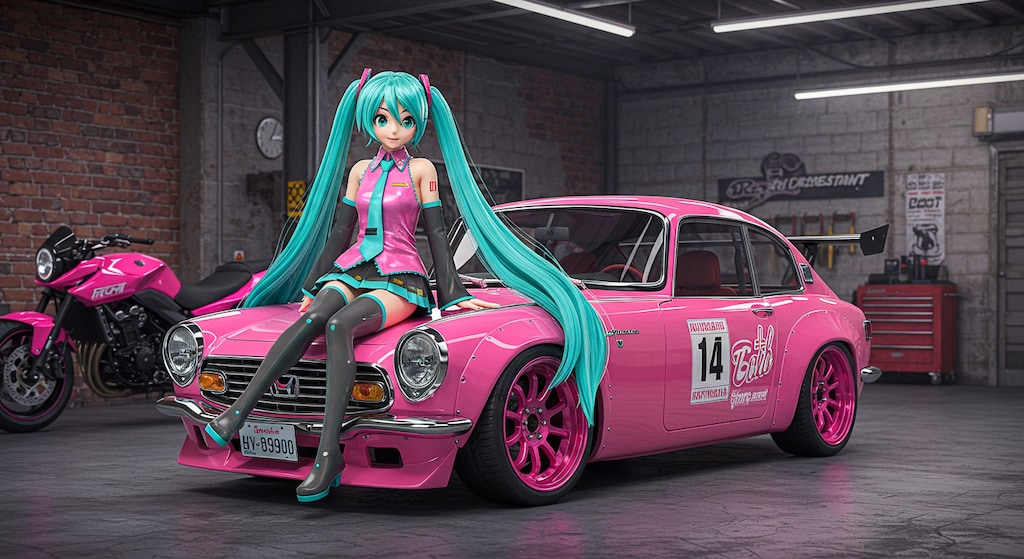 初音ミクとS800のドリ車