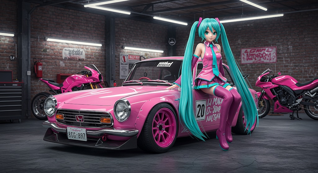 初音ミクとS800のドリ車