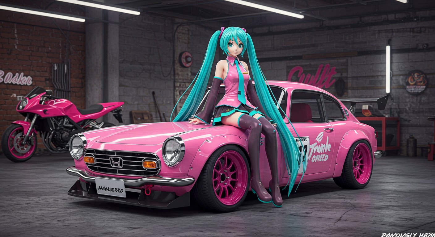 初音ミクとS800のドリ車 | の人気AIイラスト・グラビア