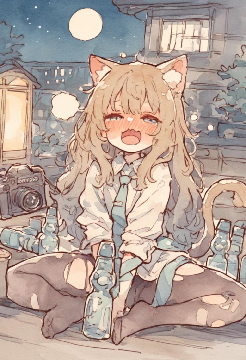 月見ながら飲むラムネは格別だなぁ～
