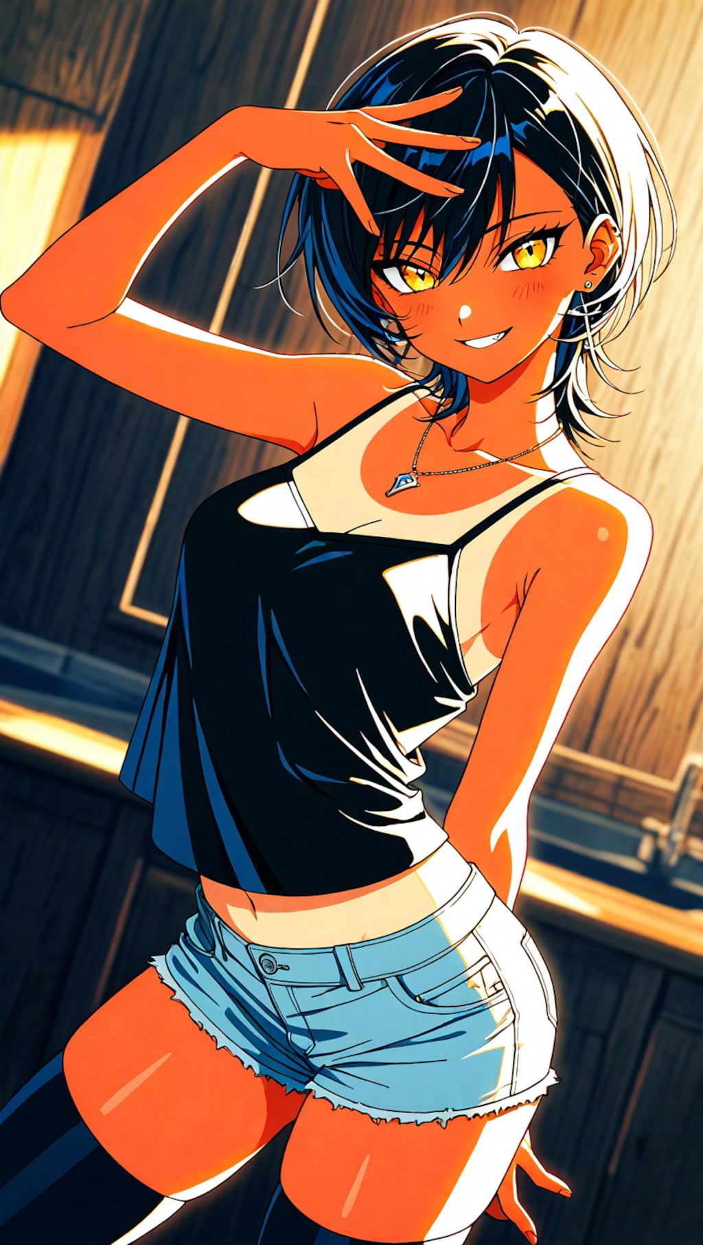 黒髪ショート褐色ギャル