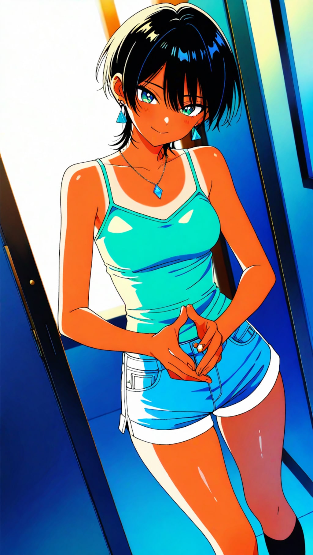 黒髪ショート褐色ギャル