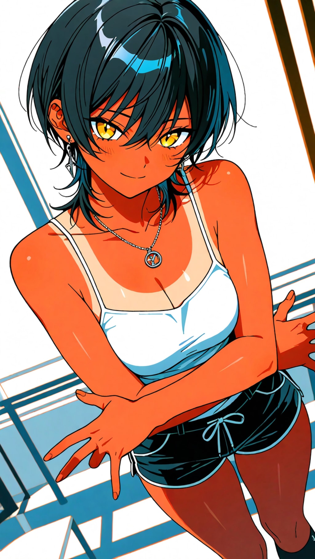 黒髪ショート褐色ギャル