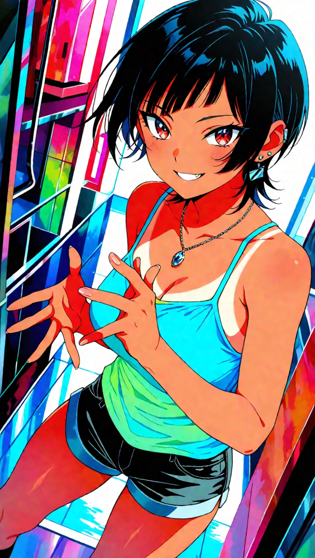 黒髪ショート褐色ギャル