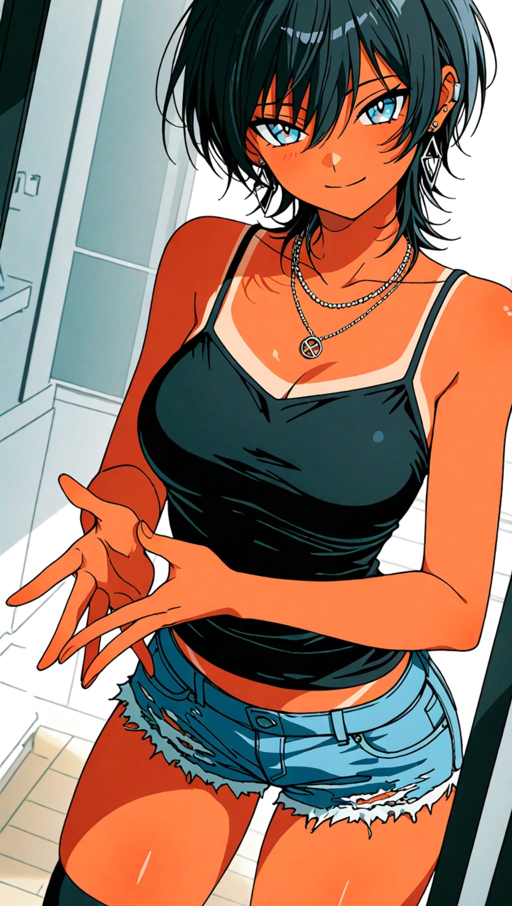 黒髪ショート褐色ギャル