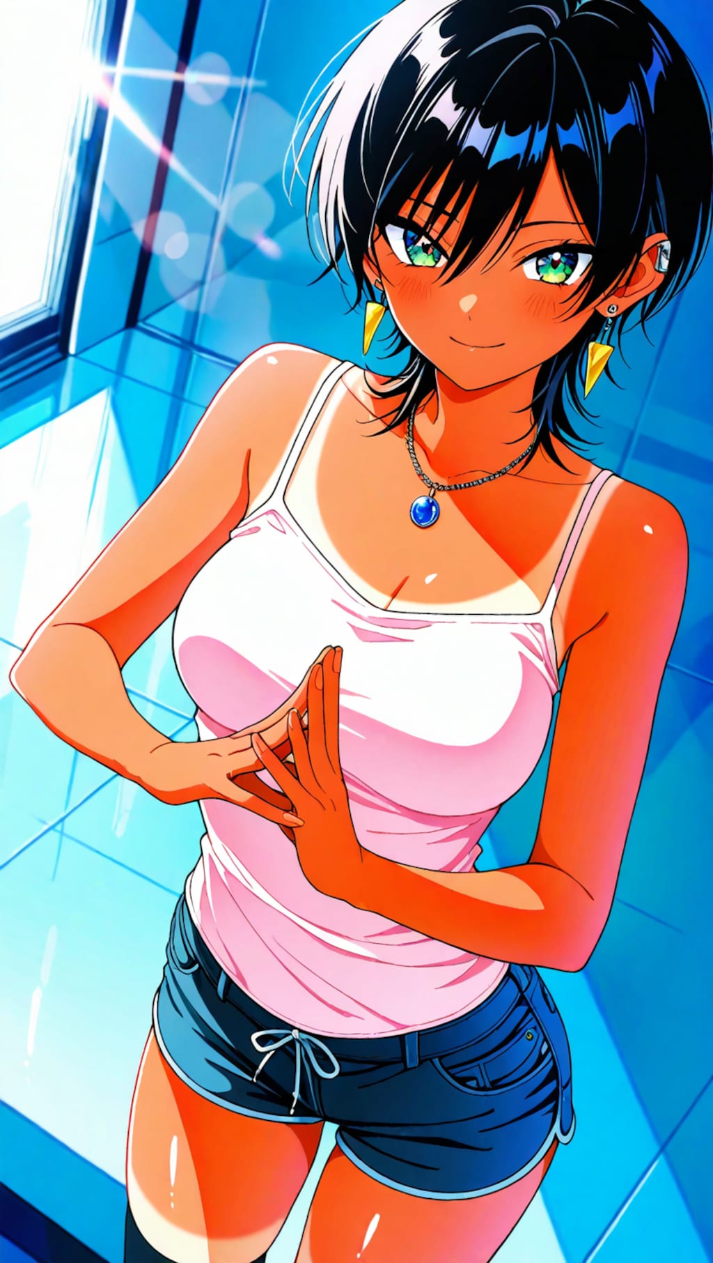 黒髪ショート褐色ギャル