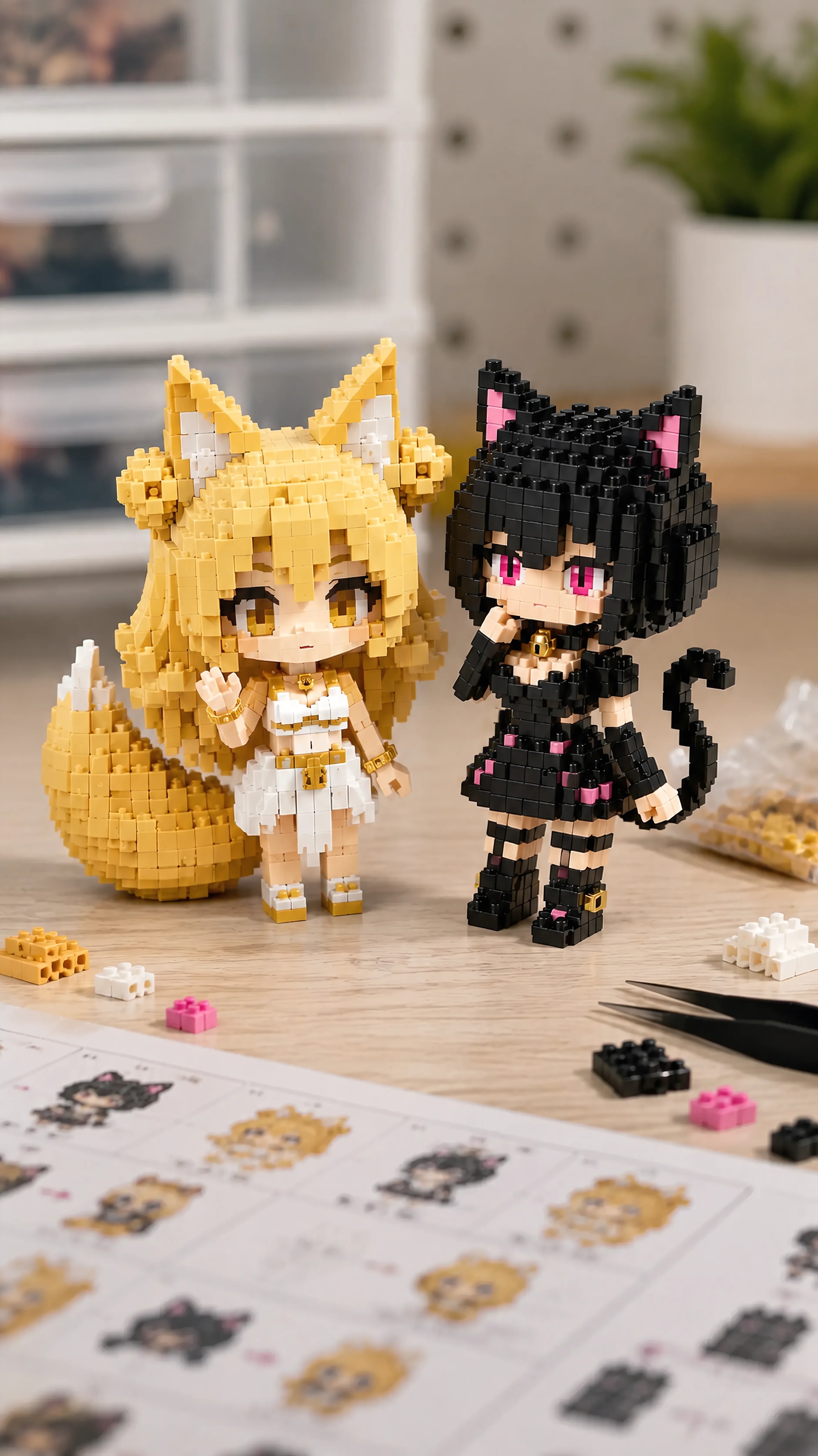 Fox & Cat in Miniature Form