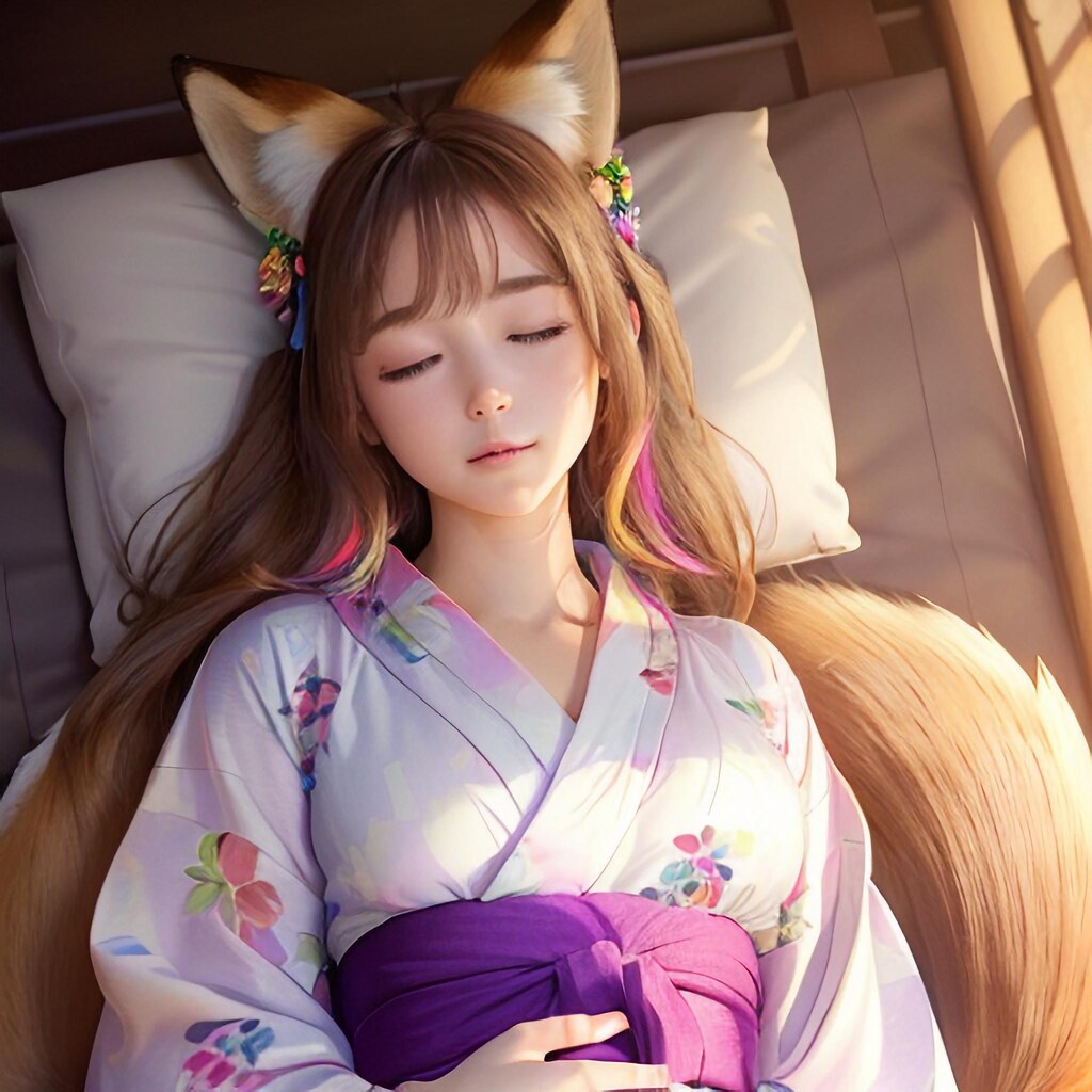 昼寝するきつね