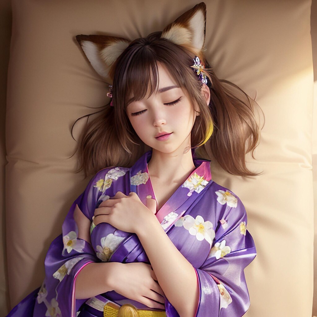 昼寝するきつね