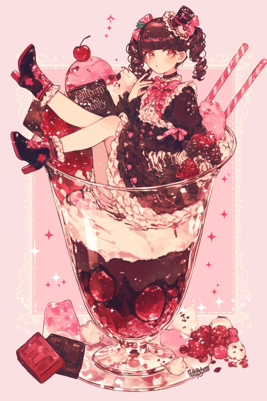 チョコレートパフェ | の人気AIイラスト・グラビア