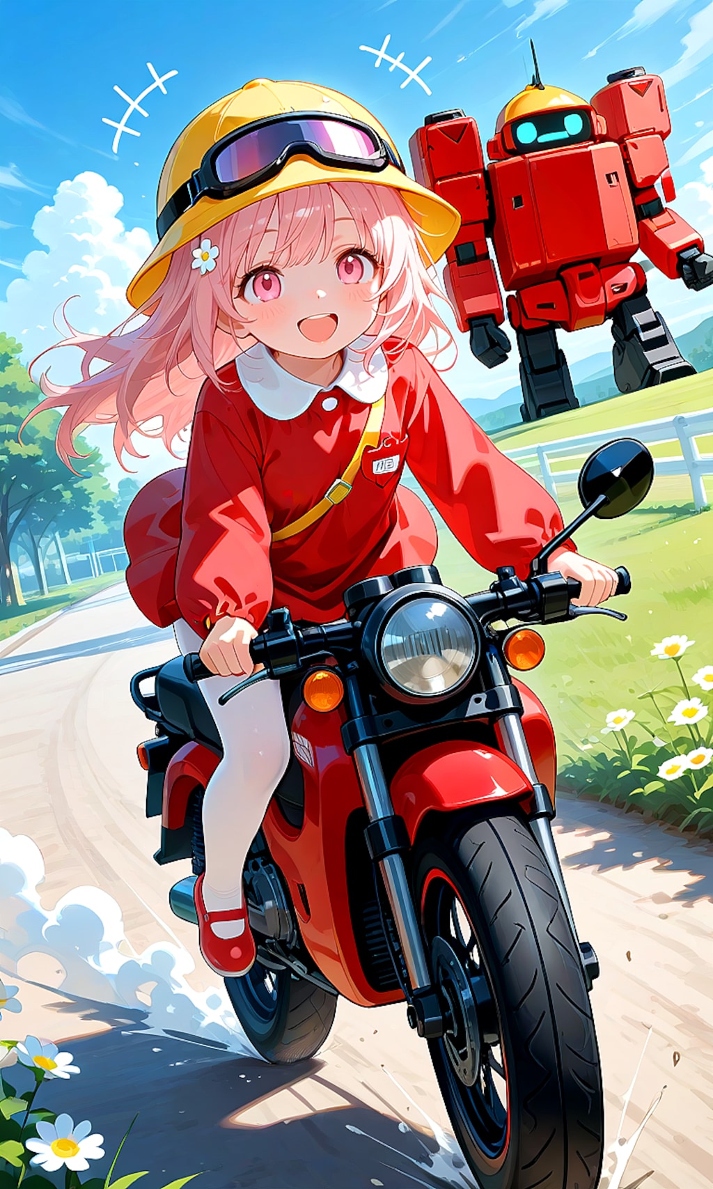 園児がえんじ色の服でエンジン全開でエンジョイしている画像