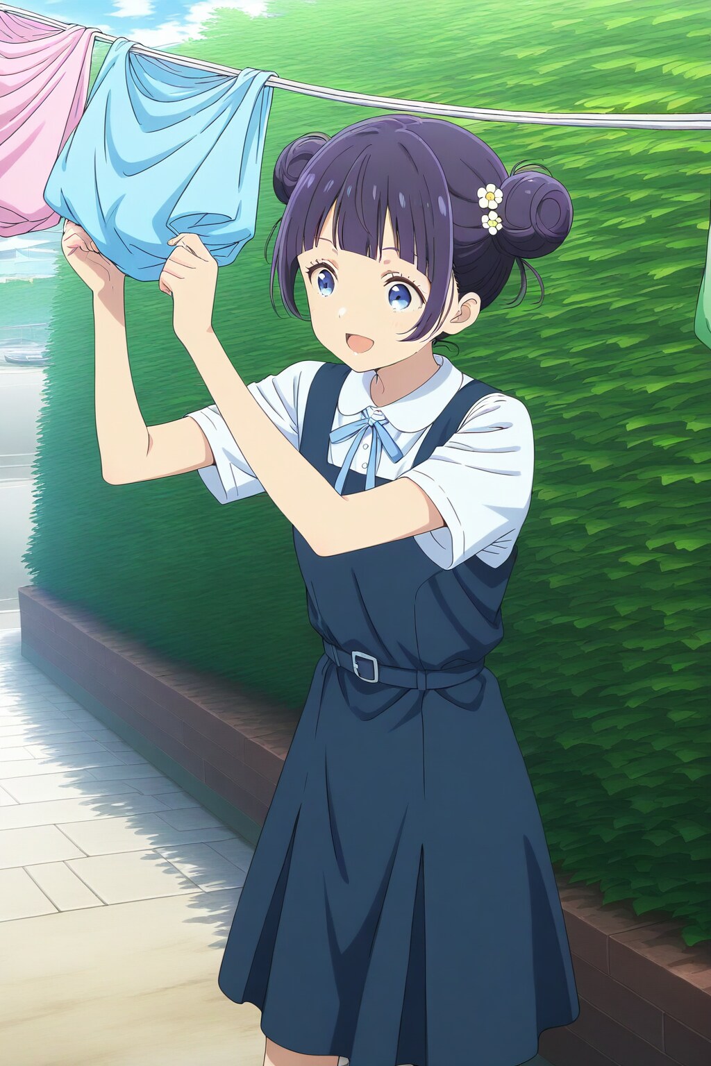 没供養：洗濯物を干すおだんごちゃん🍡✨