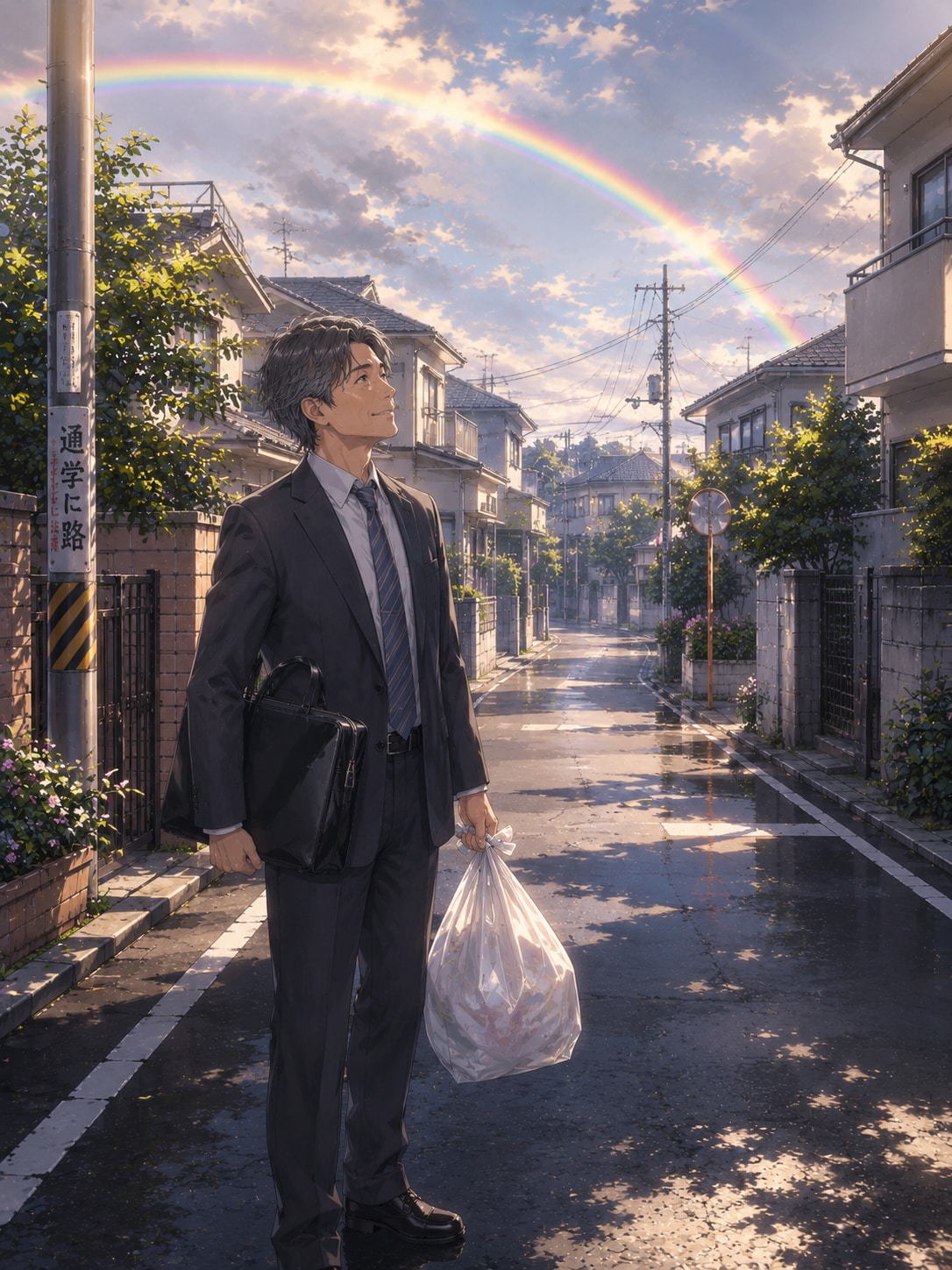 早朝の虹