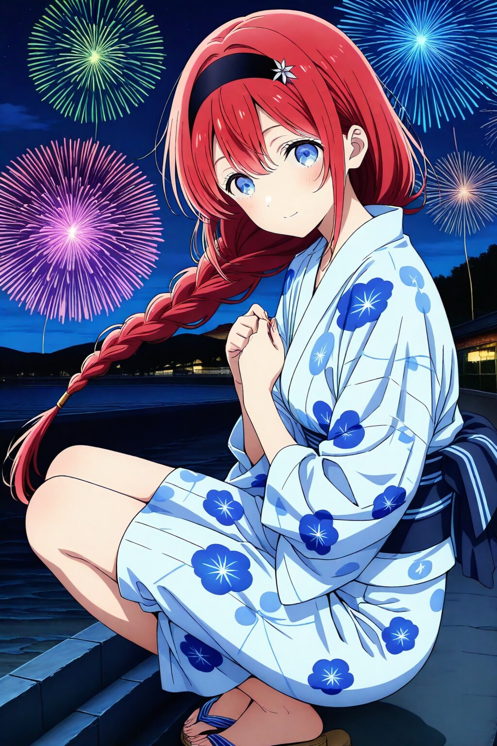 小織くんと花火の夜空