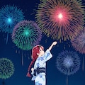 小織くんと花火の夜空 2枚目