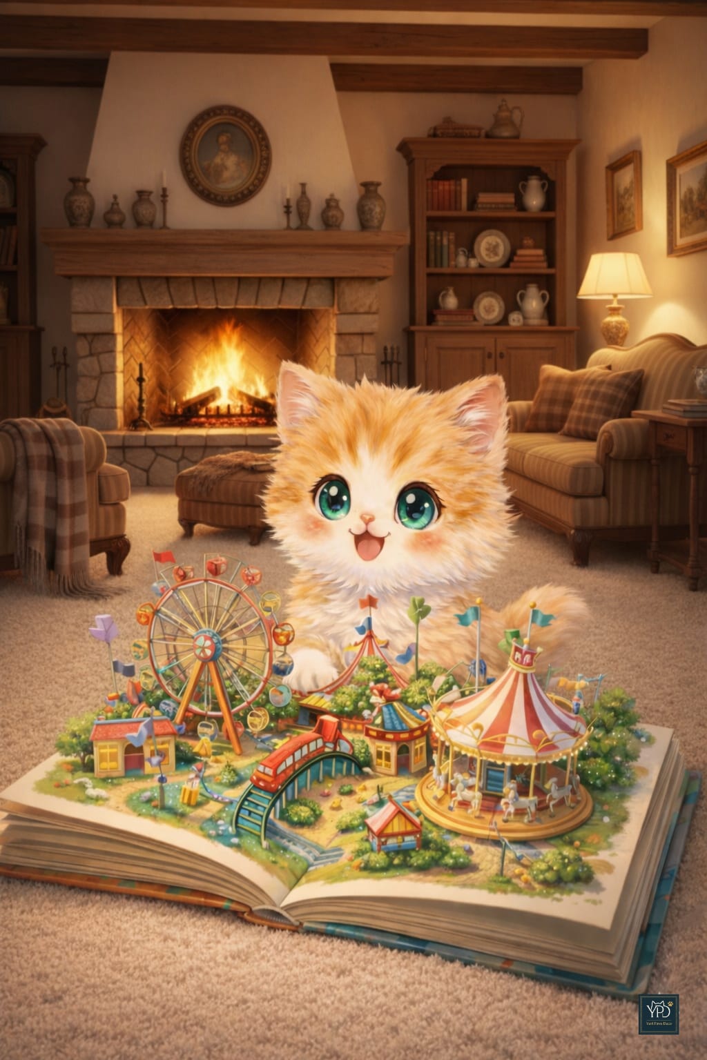 子猫の小さな遊園地	A Kitten's Tiny Amusement Park | の人気AIイラスト・グラビア