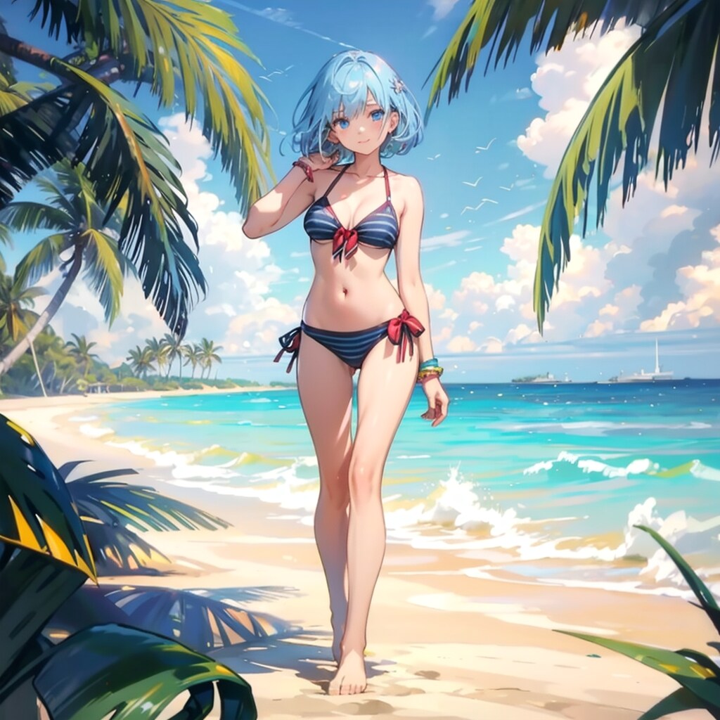 真夏の砂浜で