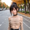 オフショルダーのポニーテール少女 8枚目