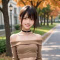 オフショルダーのポニーテール少女 3枚目